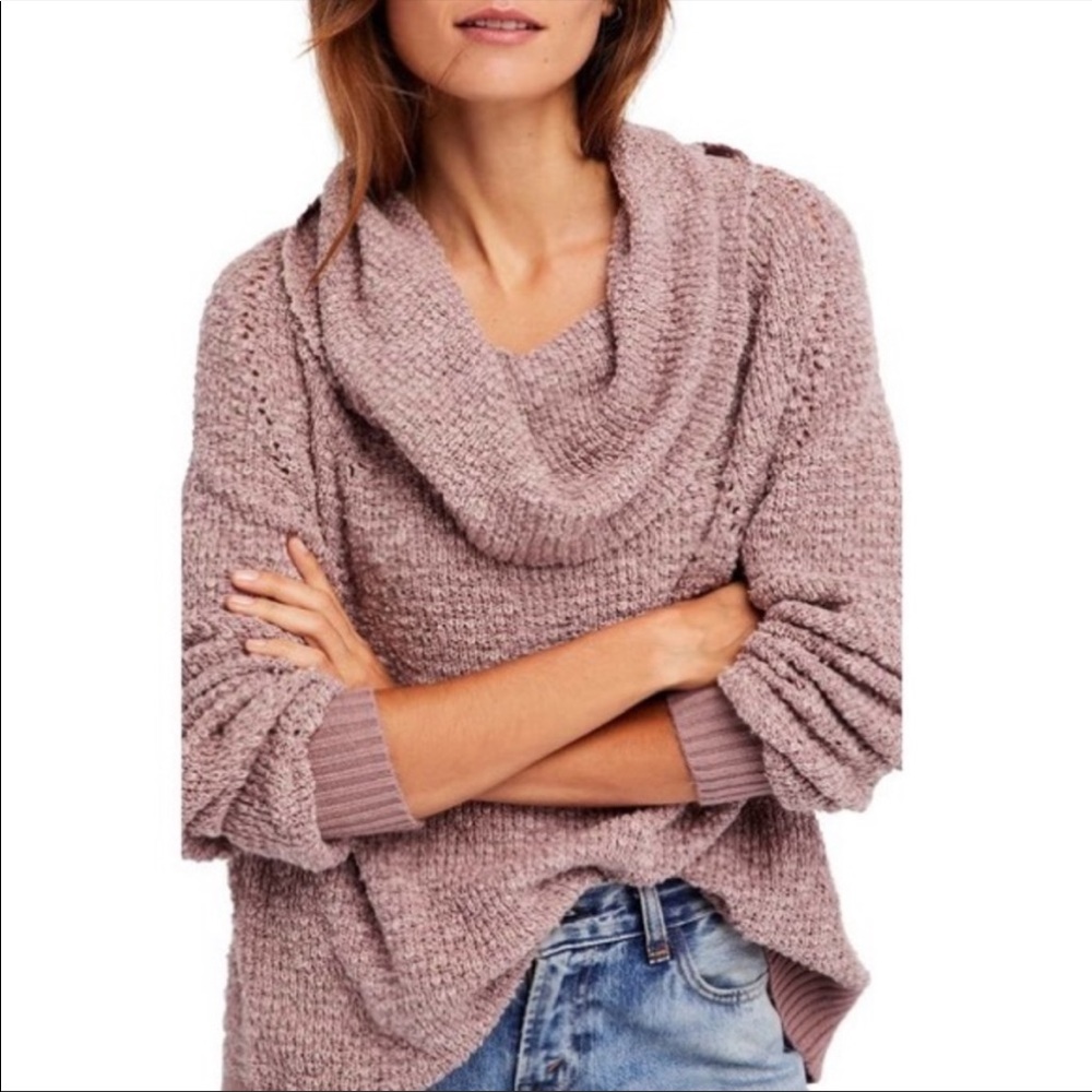 Free People Dusty Rose Cowl Neck Sweater